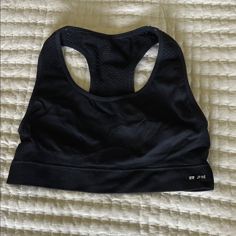 RBX Black Racerback Sports Bra Moisture-Wicking